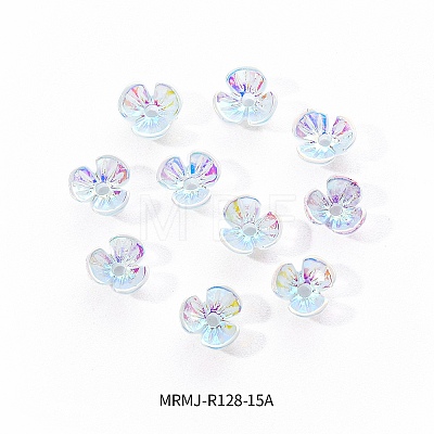 Electroplated 3-petal Flower Resin Cabochons MRMJ-R128-15A-1