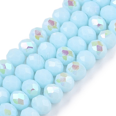 Electroplate Opaque Solid Color Glass Beads Strands EGLA-A044-P8mm-L06-1