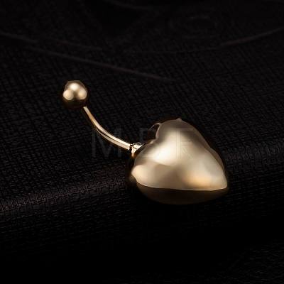 Piercing Jewelry Real Gold Plated Brass Heart Navel Ring Belly Rings AJEW-EE0004-001B-1