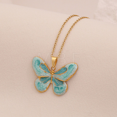 304 Stainless Steel Enamel Pendant Necklaces WG49C4D-01-1