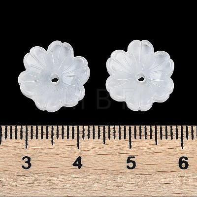 Transparent Spray Paint Glass Bead Caps GLAA-H035-04-1