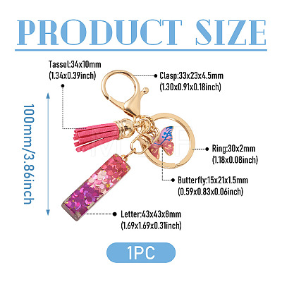 Alloy Resin Butterfly Keychains KEYC-TADJ0002-02G-I-1