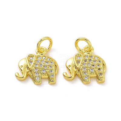 Brass Micro Pave Clear Cubic Zirconia Pendants KK-E068-VF057-1