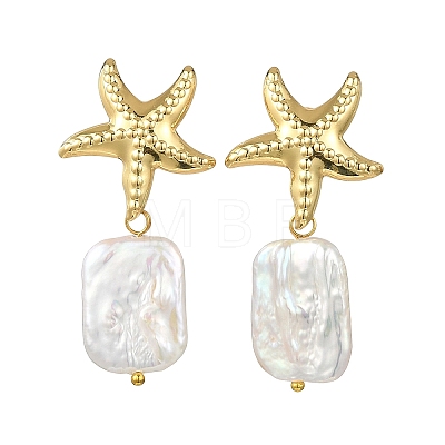 304 Stainless Steel and Natural Baroque Pearl Keshi Pearl Stud Earrings EJEW-JE07106-01-1