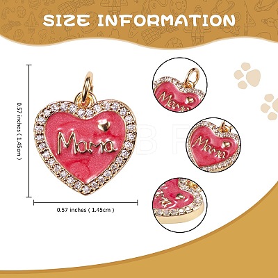 4Pcs 2 Colors Mother's Day Theme Real 18K Gold Plated Brass Micro Pave Clear Cubic Zirconia Enamel Charms ZIRC-SZ0001-38-1