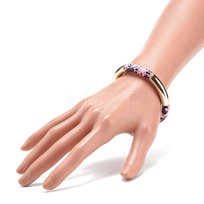 Acrylic Curved Tube Beaded Stretch Bracelet BJEW-JB08444-01-1