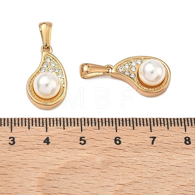 304 Stainless Steel & ABS Plastic Imitation Pearl Pendants STAS-C172-20G-1