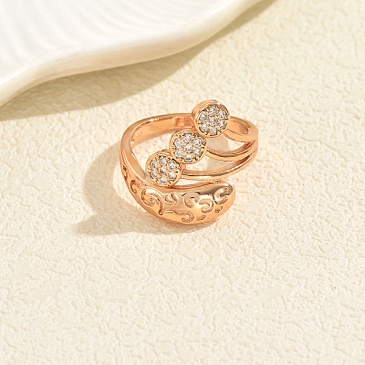 Brass Micro Pave Cubic Zirconia Finger Rings for Women KA7378-3-1