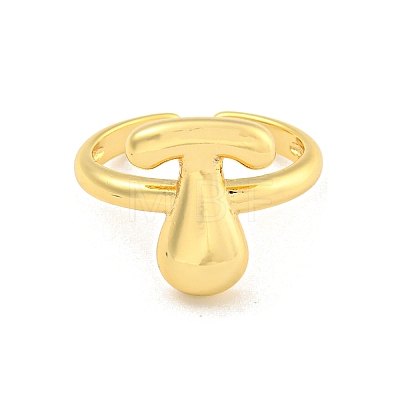 Brass Letter Open Cuff Rings for Women RJEW-G313-01T-G-1