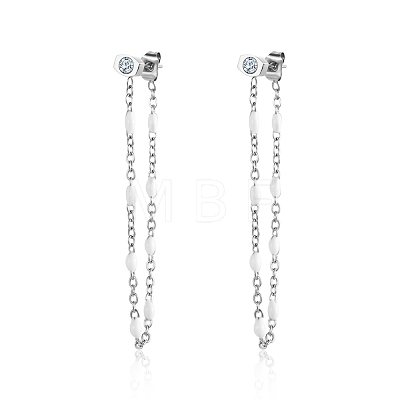 Stylish Stainless Steel Tassel Stud Earrings TQ2986-4-1