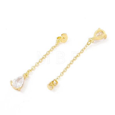 Rack Plating Brass Micro Pave Clear Cubic Zirconia Friction Ear Nut EJEW-I266-04G-1