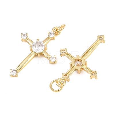 Brass Micro Pave Clear Cubic Zirconia Pendants CU-CBA48B8-01G-D-1