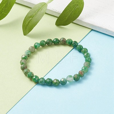 Natural Emerald Quartz Round Beaded Stretch Bracelet BJEW-JB07656-1