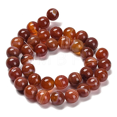 Natural Striped Agate/Banded Agate Beads Strands G-G582-8mm-59-1