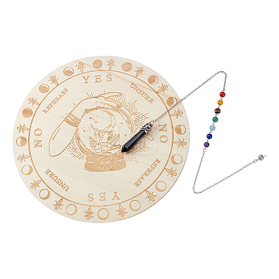 2Pcs Wooden Round Planchette DIY-GA0002-39A-1