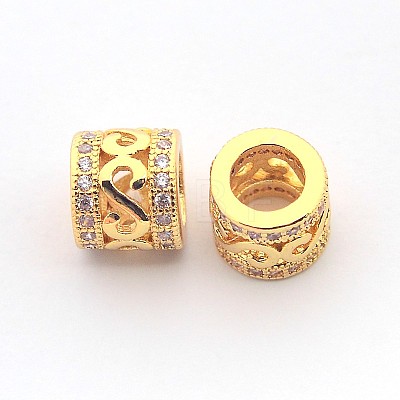 New Items Brass Micro Pave Cubic Zirconia Column Spacer Beads ZIRC-L007-04G-1