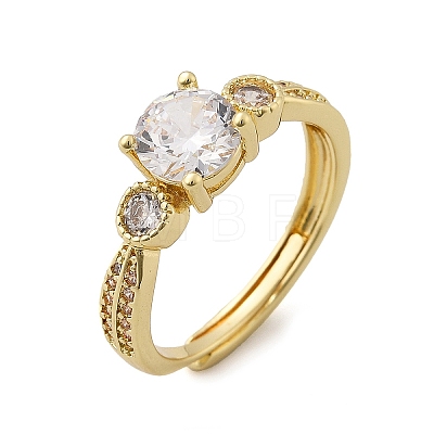 Brass Micro Pave Clear Cubic Zirconia Finger Rings for Women RJEW-U049-02G-1