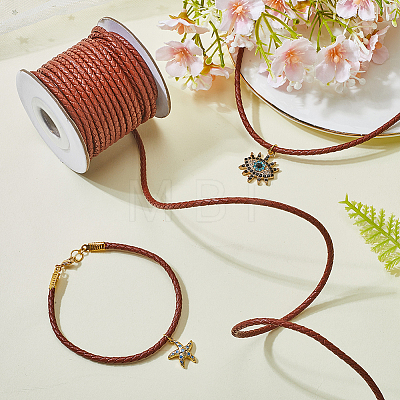 1 Roll 10M Round Braided Cowhide Cords WL-SC0001-03B-1