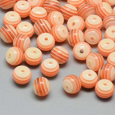 Transparent Stripe Resin Beads LS-RESI-S345-6mm-11-1