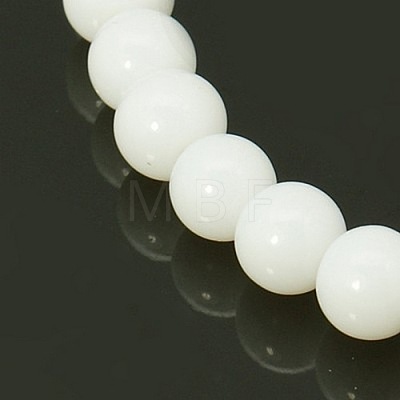 Round White Glass Beads Strands X-GR8mm26Y-1