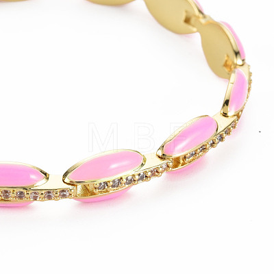 Brass Micro Pave Cubic Zirconia Link Chain Bracelet for Women BJEW-T020-05G-07-1