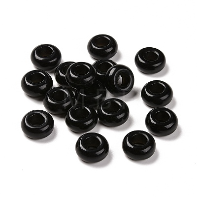 Natural Black Obsidian European Beads X-G-G740-14x8mm-34-1