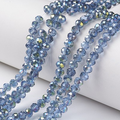 Electroplate Transparent Glass Beads Strands X-EGLA-A034-T6mm-S09-1