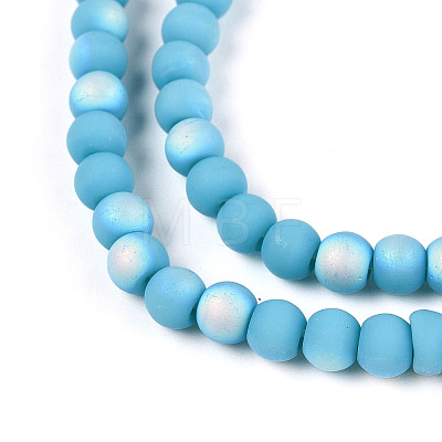 Frosted Opaque Glass Beads Strands GLAA-T032-P4mm-MBB13-1