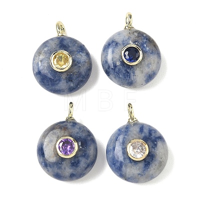 Natural Blue Spot Jasper Flat Round Pendants G-H318-01G-07-1