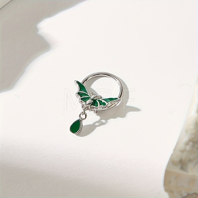 Gothic 316 Surgical Stainless Steel Enamel Green Bat Nose Ring with Drop Charms for Men and Women Party Jewelry LS-YQ2645-1