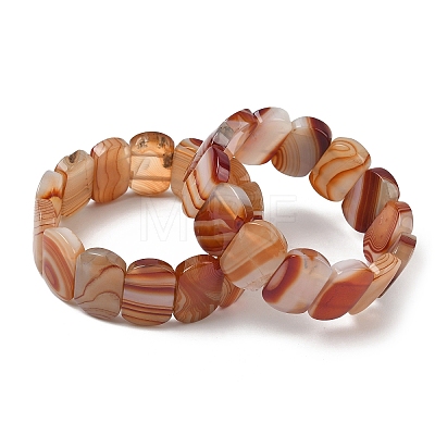 Natural Banded Agate Beads Stretch Bracelets for Women Men BJEW-I323-02W-1