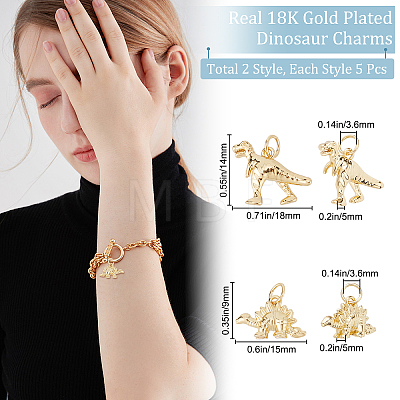10Pcs 2 Style Rack Plating Brass Pendants KK-BBC0004-61-1