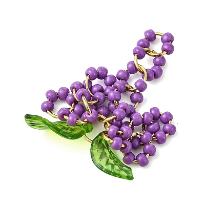 Glass Seed Beads & 304 Stainless Steel Jump Ring Pendants PALLOY-MZ01343-03-1