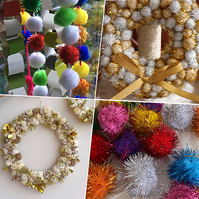 32Pcs Faux Fur Soft Sequins Pompom Ball DIY-SC0033-96A-1