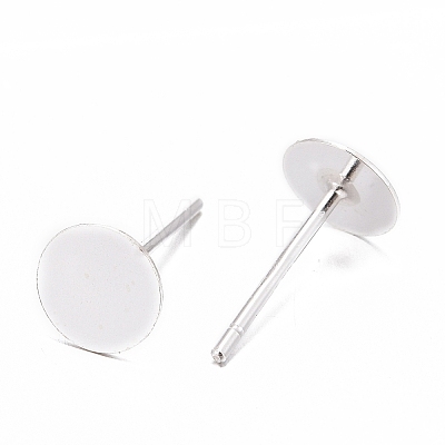 925 Sterling Silver Round Flat Pad Stud Earring Findings STER-T002-201S-1