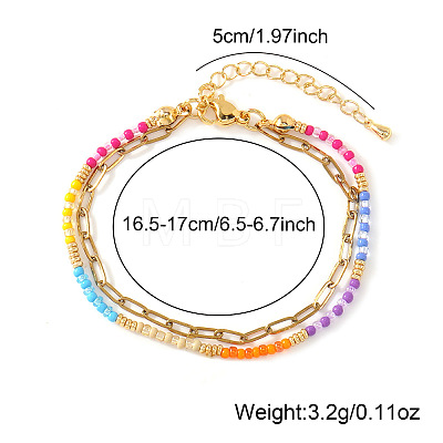 Glass Rainbow Beaded Double Layer Women's Bracelets MZ0541-1