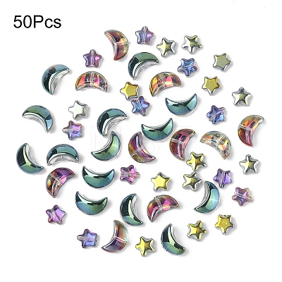 50Pcs 2 Styles Electroplate Glass Beads EGLA-YW0005-03C-1