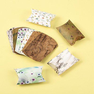 30Pcs 6 Styles Printed Paper Pillow Gift Boxes CON-FS0001-20-1
