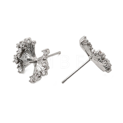 Brass Micro Pave Clear Cubic Zirconia Bowknot Stud Earring Findings KK-G553-08P-1