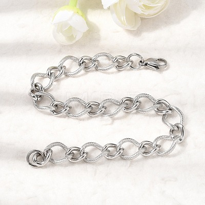 201 Stainless Steel Link Chain Bracelets for Men STAS-T077-11P-1