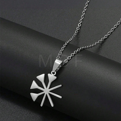 304 Stainless Steel Yazidi Lalish Peacock Symbol Pendant Cable Chain Choker Necklaces for Unisex WGAC3CB-01-1