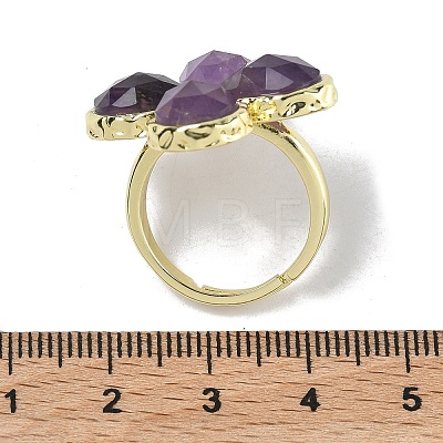 Natural Amethyst Faceted Adjustable Finger Rings for Women RJEW-A092-01G-11-1