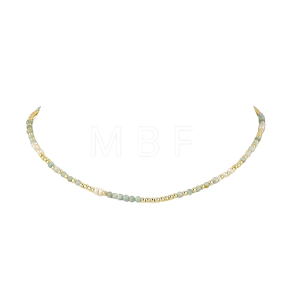 Natural Amazonite Faceted Round & Round Electroplate Synthetic Non-magnetic Hematite & Natural Pearl Beaded Necklaces NJEW-JN06549-02-1