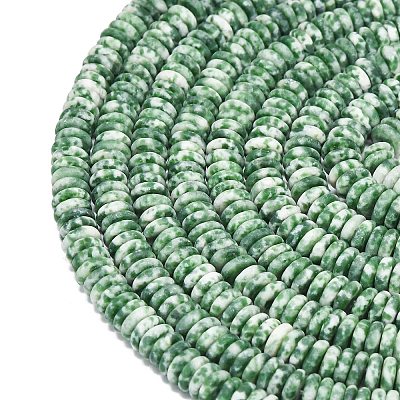 Frosted Natural Green Spot Jasper Beads Strands G-K389-C41-01-1