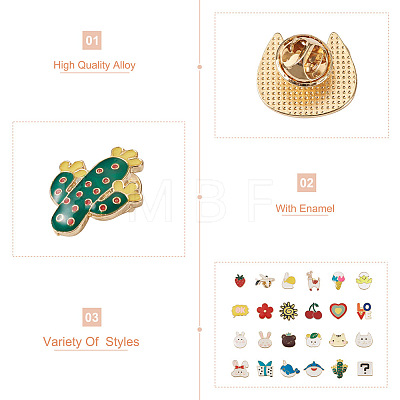 Kissitty 24Pcs 24 Style Bear & Heart & Word & Sun & Gift Box Enamel Pins JEWB-KS0001-10-1