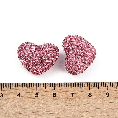 Heart Shaped Polymer Clay Rhinestone Beads CLAY-NH0002-02C-1