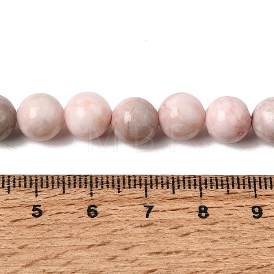 Natural Pink Zebra Jasper Round Bead Strands G-E334-8mm-11-1