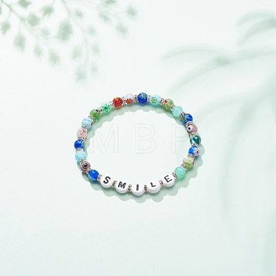 Word Smile Bracelet BJEW-JB08584-04-1