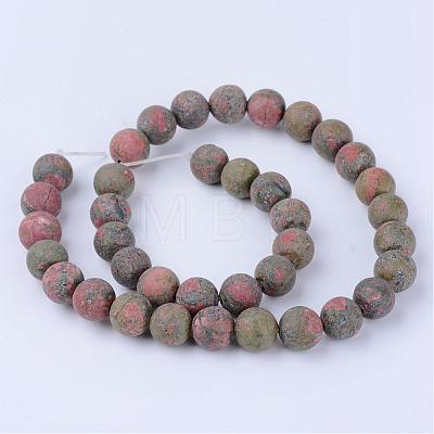 Natural Unakite Beads Strands G-Q462-12mm-16-1