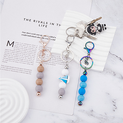 3Pcs 3 Color Metal Bar Beadable Keychain for Jewelry Making DIY Crafts KEYC-FH0001-41-1